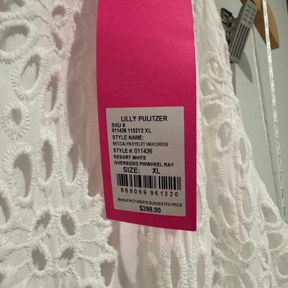 Lilly Pulitzer Beccalyn Eyelet Maxi Dress- Resort White Oversized Pinweel Ray - Picture 2 of 5